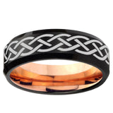 10mm Celtic Knot Bevel Tungsten Rose Gold Mens Wedding Band