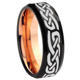10mm Celtic Knot Infinity Love Bevel Tungsten Rose Gold Mens Wedding Band