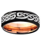 10mm Celtic Knot Infinity Love Bevel Tungsten Rose Gold Mens Wedding Band