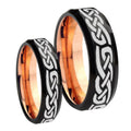Celtic Knot Infinity Loves Bevel Rose Gold Tungsten His and Hers