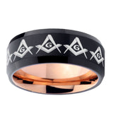 10mm-Masonic-Square-and-Compass-Bevel-Tungsten-Rose-Gold-Mens-Wedding-Band