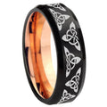 10mm Celtic Knot Bevel Tungsten Rose Gold Mens Wedding Band