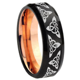 8mm Celtic Knot Bevel Tungsten Carbide Rose Gold Men's Ring