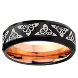 10mm Celtic Knot Bevel Tungsten Rose Gold Mens Wedding Band