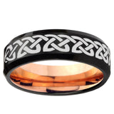 5, 8mm Celtic Knot Love Bevel Tungsten Carbide Rose Gold Men's Ring