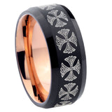 10mm-Medieval-Cross-Bevel-Tungsten-Rose-Gold-Mens-Wedding-Band