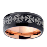 10mm-Medieval-Cross-Bevel-Tungsten-Rose-Gold-Mens-Wedding-Band