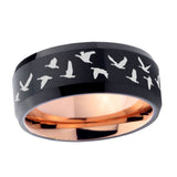 10mm-Flying-Geese-Hunting-Bevel-Tungsten-Rose-Gold-Mens-Wedding-Band
