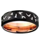 5, 8mm Flying Geese Hunting Bevel Tungsten Carbide Rose Gold Men's Ring