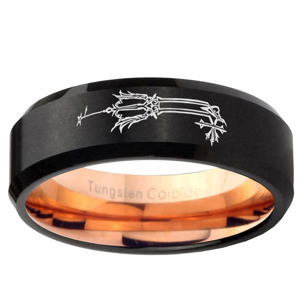 5mm Geekery Oathkeeper Kingdom Hearts Two-Tone Beveled Black Rose Gold Tungsten Band