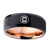 5, 8mm Green Lantern Beveled Edge Rose Gold Black Mens Casual Rings