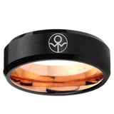 5, 8mm Gray Lantern Beveled Edge Rose Gold Black Mens Engraved Rings