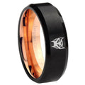 8mm Transformers Insignias Two-Tone Beveled Black Rose Gold Tungsten Band