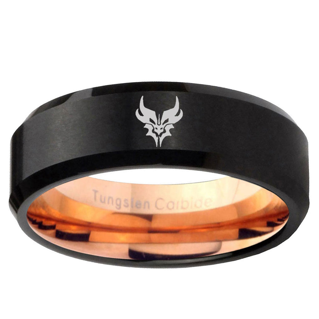 5mm Transformers Shatterback Two-Tone Beveled Black Rose Gold Tungsten Band