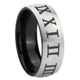 8mm Roman Numeral Dome Gray And Black Tungsten Carbide Custom Ring