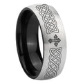 8mm Celtic Cross Two-Tone Classic Dome Gray Black Tungsten Promise Ring