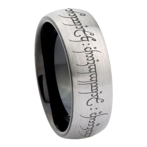 8mm Lord Of The Rings Dome Silver Mens Tungsten Wedding Band