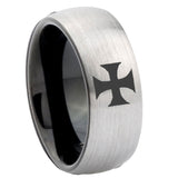 10mm-Maltese-Cross-Dome-Tungsten-Carbide-Silver-Black-Engagement-Ring