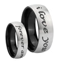 8mm I Love You Forever and ever Two-Tone Classic Dome Gray Black Tungsten Promise Ring