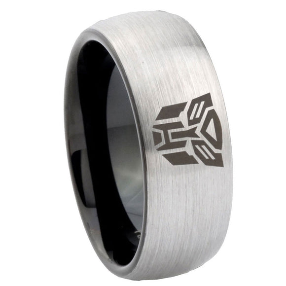 8mm Transformers Autobot Dome Silver Tungsten Wedding Bands For Men
