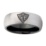 8mm-CTR-Design-Dome-Tungsten-Carbide-Silver-Black-Mens-Ring-Engraved