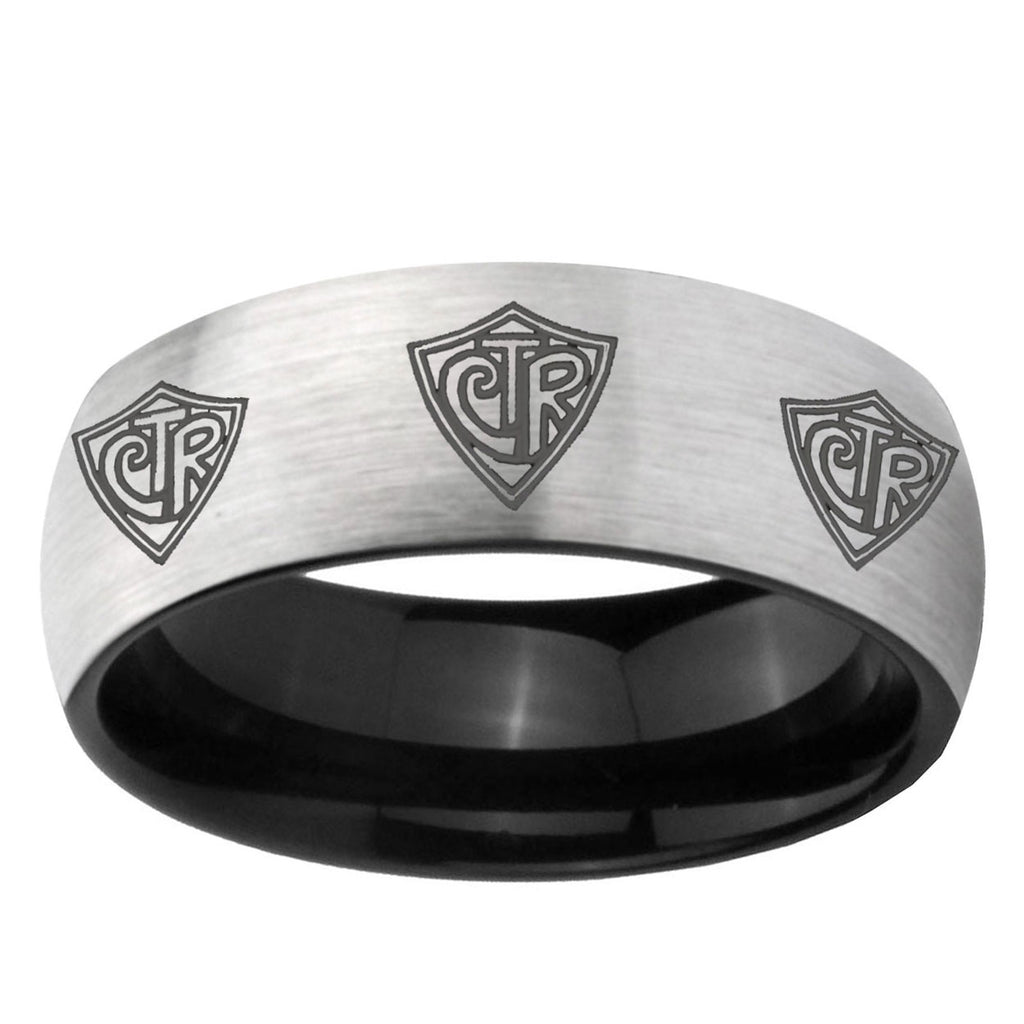 6mm Multiple CTR Two-Tone Classic Dome Gray Black Tungsten Promise Ring