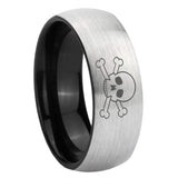 8mm Skull Dome Gray And Black Tungsten Carbide Engagement Ring
