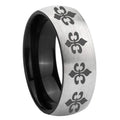 8mm Multi Fleur Delis Two-Tone Classic Dome Gray Black Tungsten Promise Ring