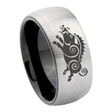 10mm-Wild-Boar-Dome-Tungsten-Carbide-Silver-Black-Engagement-Ring