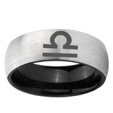6mm Libra Horoscope Dome Gray And Black Tungsten Carbide Engraved Ring