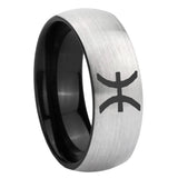 8mm Pisces Zodiac Dome Gray And Black Tungsten Carbide Engagement Ring