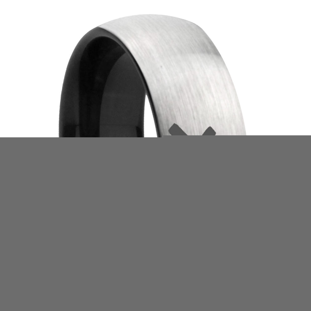 8mm Sagittarius Zodiac Two-Tone Classic Dome Gray Black Tungsten Promise Ring