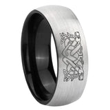 8mm Celtic Dog Dome Gray And Black Tungsten Men's Ring