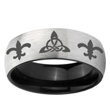 6mm Celtic Triangle Fleur-De-Lis Dome Gray And Black Tungsten Carbide Men's Bands Ring