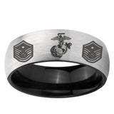 6mm Marine Chief Master Sergeant Dome Gray And Black Tungsten Carbide Mens Bands Ring
