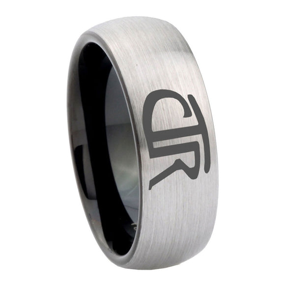 8mm-CTR-Design-Dome-Tungsten-Carbide-Silver-Black-Mens-Wedding-Band