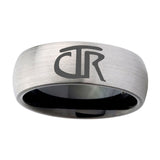 8mm-CTR-Design-Dome-Tungsten-Carbide-Silver-Black-Mens-Wedding-Band