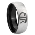 8mm CTR Two-Tone Classic Dome Gray Black Tungsten Promise Ring