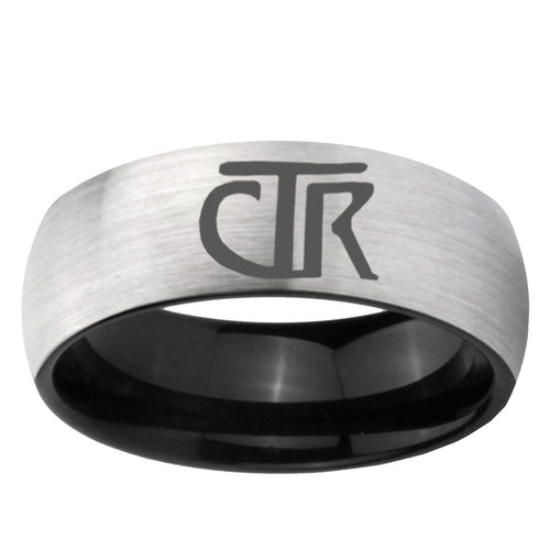 10mm CTR Design Dome Tungsten Carbide Silver Black Men's Ring