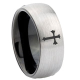 10mm-Flat-Christian-Cross-Dome-Tungsten-Carbide-Silver-Black-Engagement-Ring