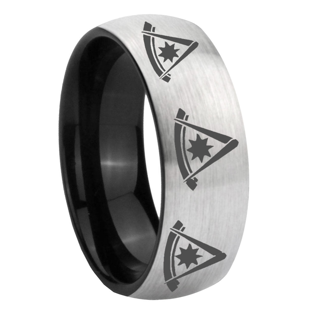 8mm Multi Pester Master Two-Tone Classic Dome Gray Black Tungsten Promise Ring