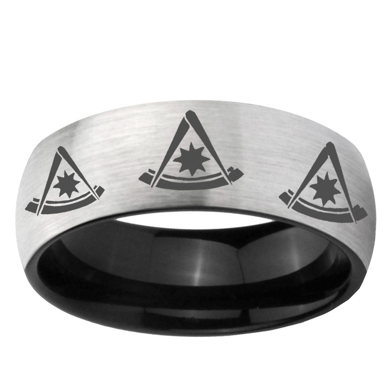 6mm Multi Pester Master Two-Tone Classic Dome Gray Black Tungsten Promise Ring