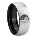 8mm Yin Yang Two-Tone Classic Dome Gray Black Tungsten Promise Ring