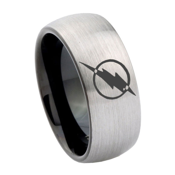 8mm Flash Dome Silver Tungsten Wedding Bands For Men