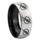 8mm Multiple Flash Dome Gray And Black Tungsten Mens Rings