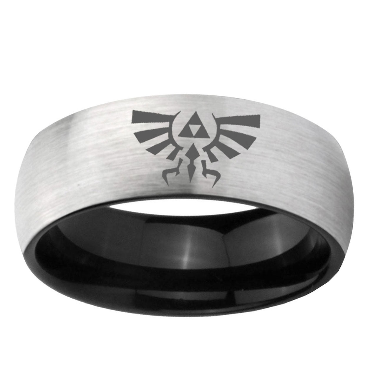 6mm Zelda Skyward Sword Two-Tone Classic Dome Gray Black Tungsten Promise Ring