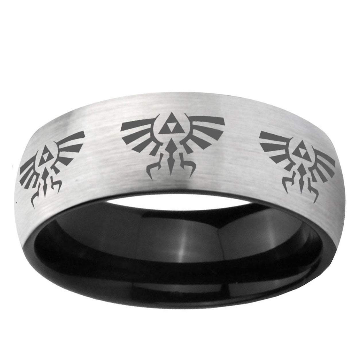 6mm Multi Zelda Skyward Two-Tone Classic Dome Gray Black Tungsten Promise Ring