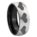 8mm Multiple Heart Dome Gray And Black Tungsten Carbide Engagement Ring