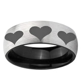 6mm Multiple Heart Dome Gray And Black Tungsten Carbide Engagement Ring