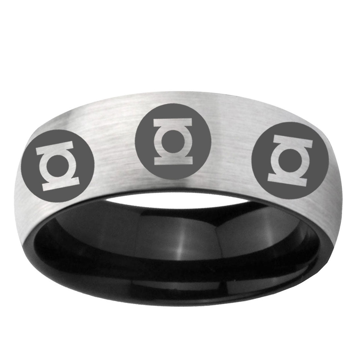 6mm Multi Green Lantern Two-Tone Classic Dome Gray Black Tungsten Promise Ring
